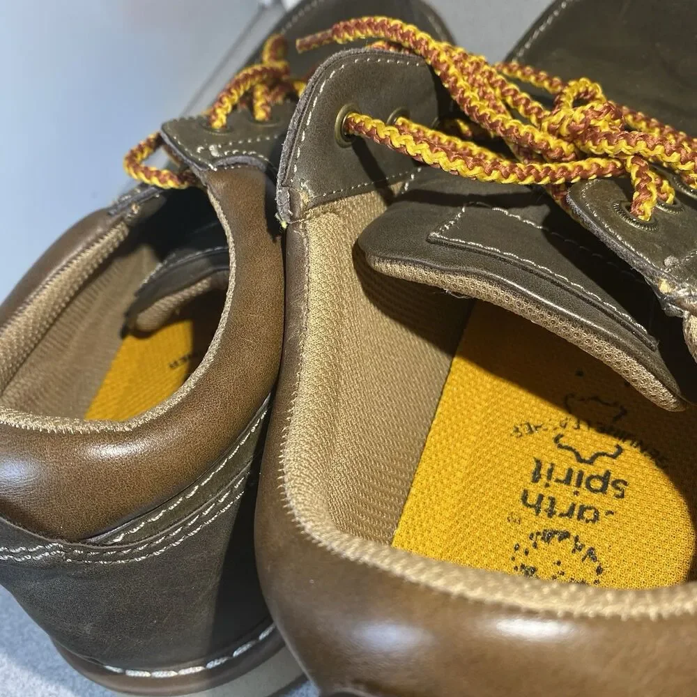 Men 9.5 Earth Spirit Shoes Brown Tie Up Casual Or Dress Emery Gelron Cushion